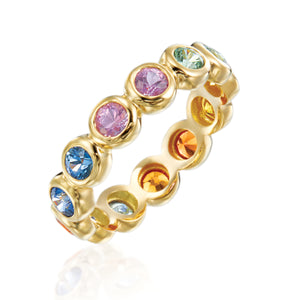 Rainbow Sapphire Eternity Band